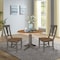 International Concepts Round Round 42 in. Dual Drop Leaf Dining Table with 2 Panel Back Chairs in Hickory/Washed Coal K45-42DPT-27B-C110-2 - alternate 9